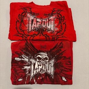 Lot of 2 Tapout Shirt Youth Boys Large Red Y2K Grunge Skateboard Graphic Print
